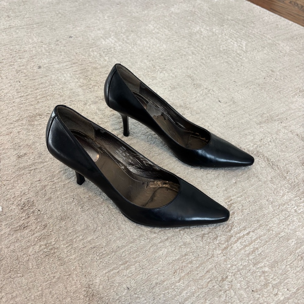 Calvin Klein Black Leather Women's Heels